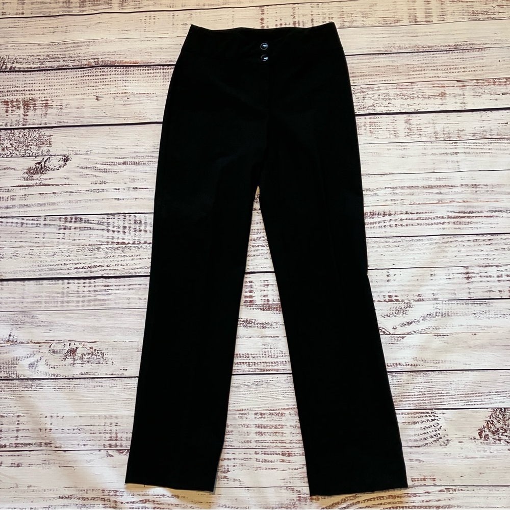 Shape FX Black Front Zip Straight Leg Pants, 8